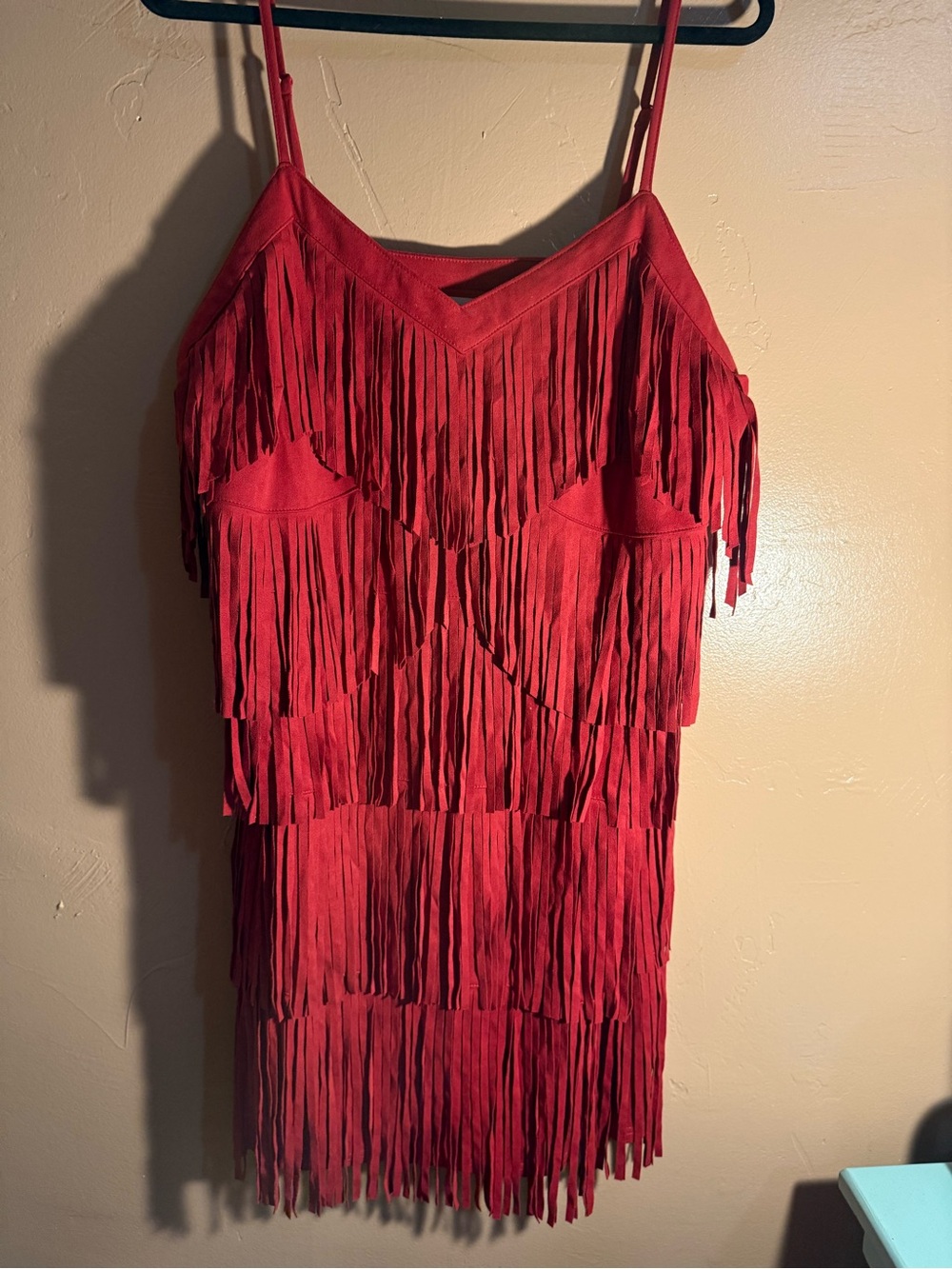 Idyllwind NEW Red Fringe Spaghetti-Strap Midi Dress never worn